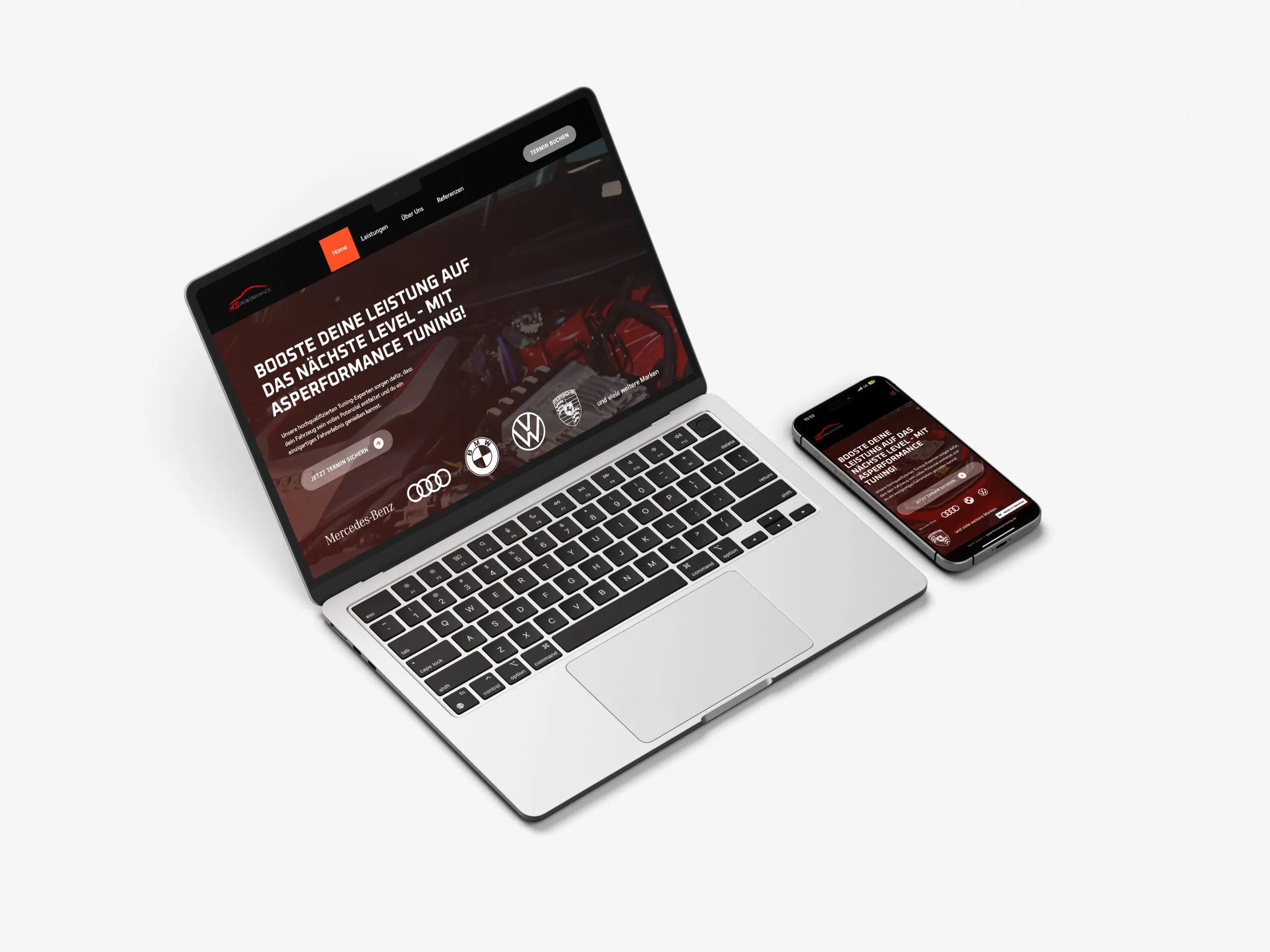 Website von AS Performance auf einem MacBook
